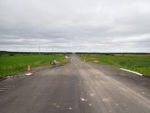 北海道横断自動車道釧路市美濃舗装工事　着工前