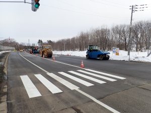 4.30一般国道238号　紋別市　八十士北舗装補修工事　施工中